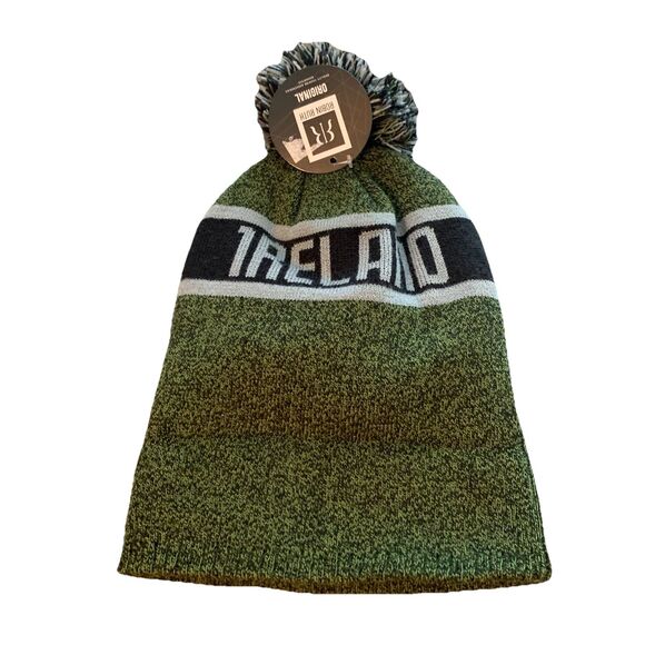 Ireland Pom Pom Beanie Lucky Green Heathered Clover Shamrock Hat Robin Ruth New - Picture 8 of 13